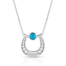 Montana Silversmiths Western Horseshoe Pendant Necklace (Destined Luck Turquoise)