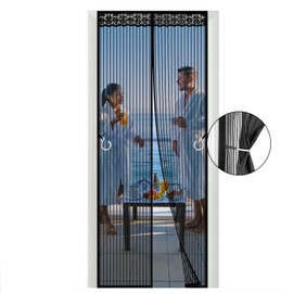 Cortina Anti Mosquitera Magnética para Puertas - Puerta De Pantalla Magnética Cortina Anti Mosquitos con Imán y Malla Super Fina Transpirable - Cierre Automático para Dejar a los Insectos Fuera - Ideal para Salón Balcón Corredor Fácil de Instalar(90X210c