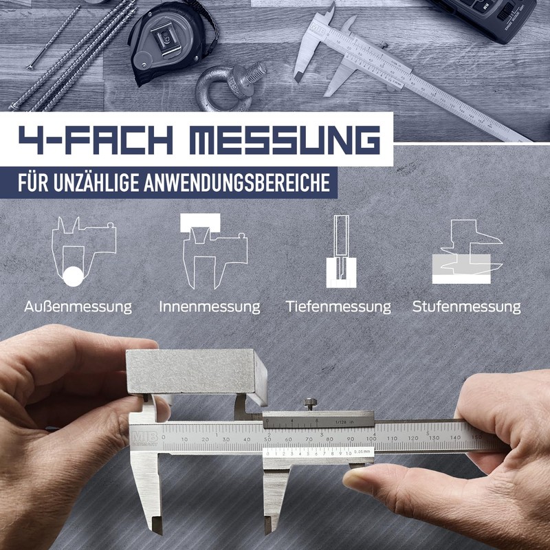 MIB Vernier Caliper with Locking Screw DIN 862 200 mm