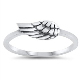 CloseoutWarehouse 925 Sterling Silver Classic Wing Design Ring Size 6