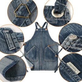 Jeanerlor Tool Work Acid Washed Barber Apron With Pockets for Men Salon Stylist Denim Blue Plus Size Cross Back