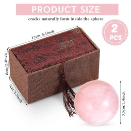 Inbagi 2 Pcs 1.4" Chinese Health Exercise Stress Baoding Balls Rose Quartz Pink Mass...