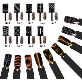 11 Piece Magnet Nail Art Polish Tool Set, Cat Eye Gel Polish 3d Gel Nails Cat Eye Plastic Tool-Suitable for DIY 3d Magnetic, Salon, Studio or Home