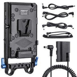 Fomito V-Mount Lock Battery Plate Power Adapter with 15mm Rod Clamp for Canon EOS 5DS, 5DS R, 5D Mark II, 5D Mark III, 5D Mark IV, 60D, 60Da, 6D, 70D, 7D, 7D Mark II, 80D Camera Camcorder