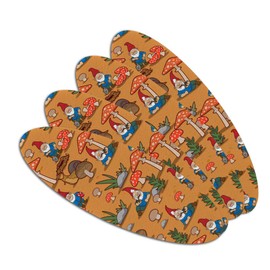 Gnomes Toadstools and Mushrooms Pattern Double-Sided Oval Nail File Emery Board Set 4 Pack