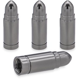 MEAJOO 4PCS Bullet Tire Valve Stem Caps, Anodized Aluminum with Rubber O-Ring Air Leakproof Valve Caps Cover, Universal for Cars, SUVs, Bikes, Trucks and Motorcycles (Gray)