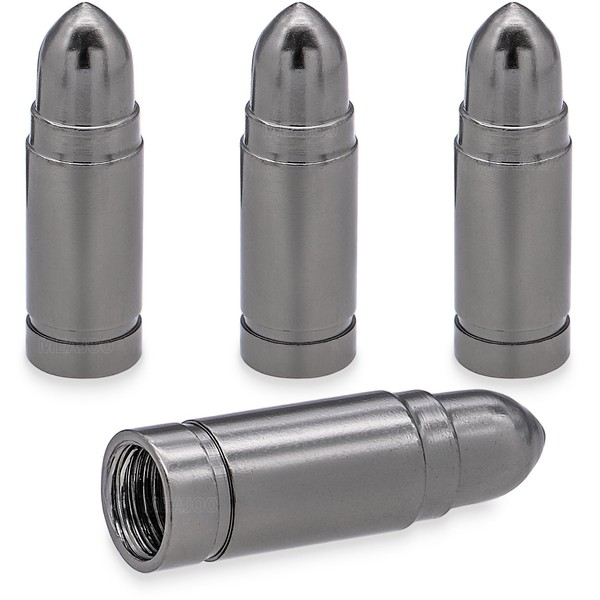 MEAJOO 4PCS Bullet Tire Valve Stem Caps, Anodized Aluminum with