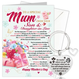 HOWAF Mothers Day Card from Son and Daughter in Law, Happy Mother's Day Card Mothers Day Cards for Mum Gifts, Mother's Day Cards, Mothers Day Keyring, Mothers Day Gifts from Son and Daughter in Law