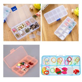 Jewelry Organizer(4 Pack), 2x10 Grids Bead Organizer Plastic Jewelry Box with Movable Dividers Earring Storage Containers (Assorted Color, Clear)