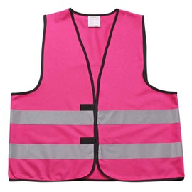 4business Pack of 4 Signal Vest Magenta for Adults Sizes S - 3XL Polyester Washable Safety Vest Set of 4, magenta