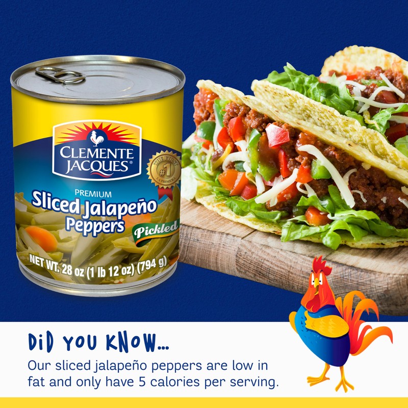 Clemente Jacques Sliced Jalapeño Peppers, 28 oz (Pack of 12)