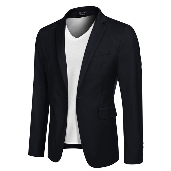 COOFANDY Mens Blue Sport Coats Slim Fit Casual Blazer Wedding Blazers Dress Suit Jackets (Dark Blue L)