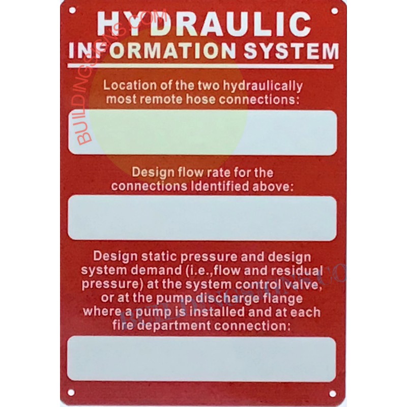 BuildingSigns.com HYDRAULIC INFORMATION SYSTEM SIGN (7x10,Red,Alum