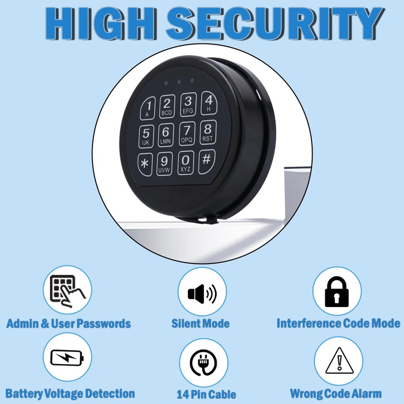Gun Safe Lock Replacement with Solenoid Lock Black Keypad Electronic