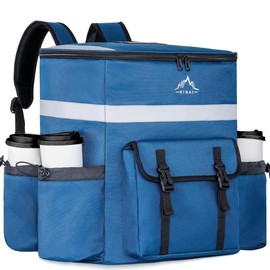 GoHimal Food Delivery Backpack, insulated delivery bags for Delivery Bike, Large Pizza Delivery Bag for HOT/COLD with 4 Pockets Reflective Strip for Uber Eat,Camping & Beach (Black) - Color: Blue