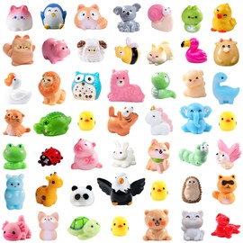 DIYDEC 50pcs Mini Resin Animal 50 Styles Tiny Resin Animals Miniature to Hide Little Small Animal Figures Bulk for Holiday Party Favors Bag Fillers Garden Dollhouse Crafts Decor