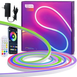 Cmswiftify RGBIC Neon Rope Light,16.4ft Neon Light Strip,APP Controlled,Music Sync,Dramcolor,Water-Flow,Dynamic Color Changing Light,Flexible,Projective DIY,Gaming Room,Living Bedroom, Wall Decor