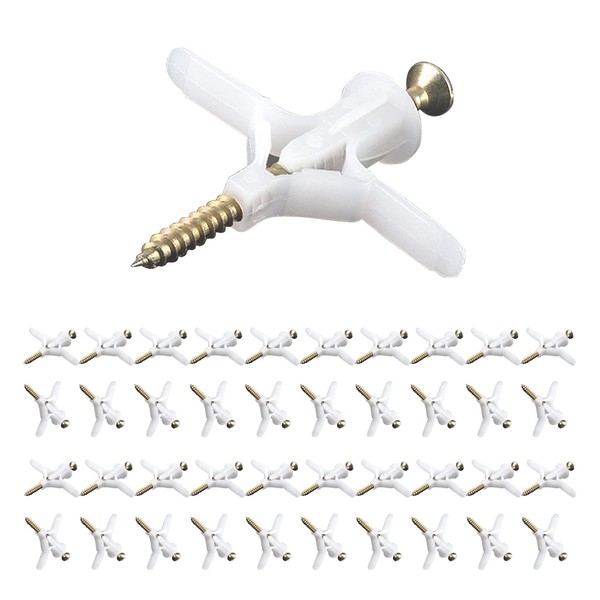 Plasterboard Fixings 40 Sets (80pcs),Drywall Screws And Rawl Plugs, Heavy