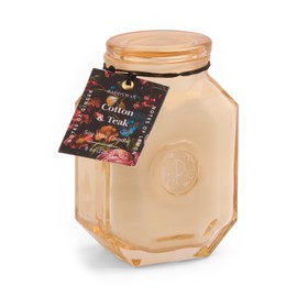 Paddywax Botanica Scented Candle with Lid in Reusable Embossed Glass Jar, Clean-Burn Soy Candle with Approx. 56 Hour Burn Time, Cotton & Teak, 8 oz