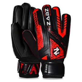 ZABZ Goalkeeper Gloves Non-slip Latex Material Soccer Goalie Football Goalkeeping Gloves Wrist Protection For Kids Youth and Adults (Red, Size 5 - Suitable for 9-12 Years)