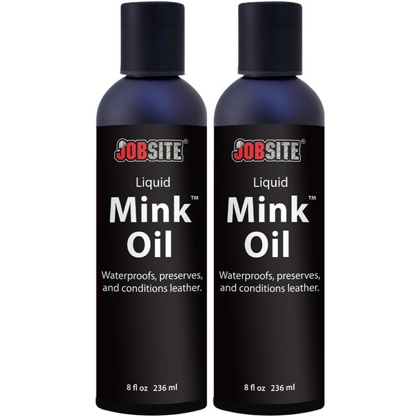 JobSite Premium Mink Oil Leather Waterproof Liquid - 8 oz - 2 pack