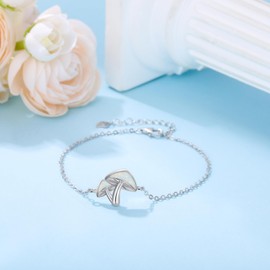 YEESIA Opal Bracelet for Women, 925 Sterling Silver, Mother's Day Gifts, Adjustable Mushroom Bracelet, Real Opal Pendant, Boho Jewellery, Gift for Women, Wives, Mothers, Sterling Silver, Opal