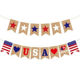 OLANRUN 4th of July Decorations, Fourth of July Patriotic Decorations, Red White and Blue Banner Decor for Independence Day Indoor and Outdoor Party Supplies