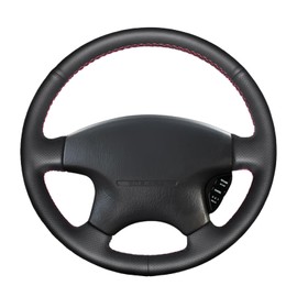 MEWANT - Funda para volante de coche para Honda Civic/CR-V CRV/Prelude para volante personalizado con puntada a mano, piel artificial negro