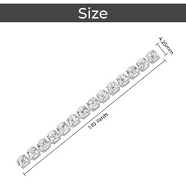 WedDecor 1.10 Yards/1 Metre Women Clear Rhinestone Trim Lace Close Chain, 4.25mm Crystal Diamante Sparkling Diamond Chain for Jewelry Making, DIY Craft, Sewing, Wedding, Fashion, Dress, Silver, 1 Row