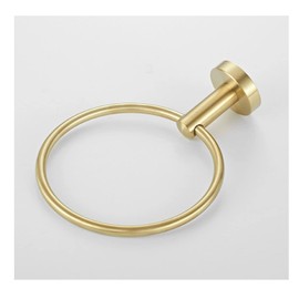 Towel Ring for Bathroom 1 Pack, Kitchen Bath Towel Holder Hangers Wall Mount Heavy Duty Storage Stainless Steel Matte Black (Gold)