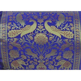 Lalhaveli Elephant Peacock Design Silk Bolster Big Pillow Cover 30 x 15 Inch