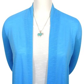 Cow Turquoise Pendant Necklace Sterling Silver 925 (Sterling Silver Pendant with 20" Stainless Chain) (Turquoise)