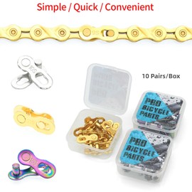 NELboNs 10 Pair Bike Chain Missing Link for Single 11 Speed Quick-Link Connector Bike Chain Kit for Road Mountain Racing Cycling,Gold