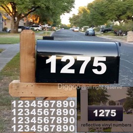 Diggoo Reflective Mailbox Numbers Sticker Decal Die Cut Bold Gothic Style Vinyl Number 2" Self Adhesive 4 Sets for Mailbox, Signs, Window, Door, Cars, Trucks, Home, Business, Address Number
