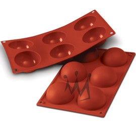 Silikomart Professional SF002 Silicone Baking Mold Hemisphere 2.71 Oz, 2.76" Diameter x 1.38" High, 6 Cavities (1 Each)