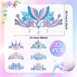 Colorich Pack of 12 Mermaid Birthday Party Hats, Birthday Crown Girls Mermaid Decoration Children's Birthday Party Favours Decoration Children's Birthday Baby Shower