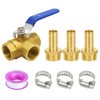 BesNPT 3 Way (L-Port) Brass 3/4" Hose Barb Forged Ball