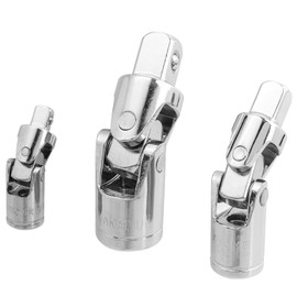 Wolfride Universal Joint Set, Insertion Angle, 1/4", 3/8", 1/2" (6.35mm, 9.5mm, 12.7mm), Universal Sleeve, Chrome Vanadium Steel, Universal Joint Socket Wrench, Auto Repair Tool, Set of 3