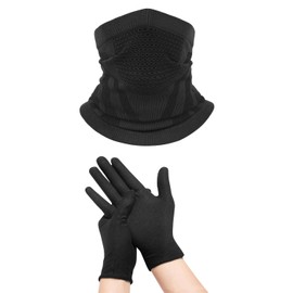1 Thermal Neck Mask And 1 Pair Of Gloves, Thermal Knitted Mask, Windproof Ear Mask, Suitable For Cycling, Skiing, Mountaineering