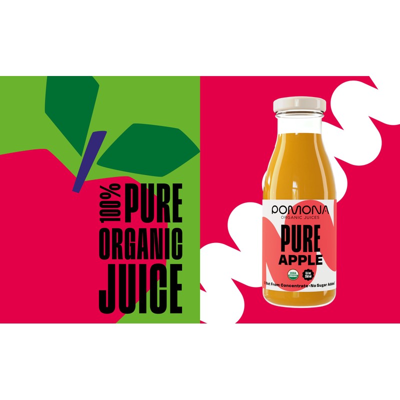 Pomona Organic Apple Juice (Pack of 12), Cold Pressed USDA