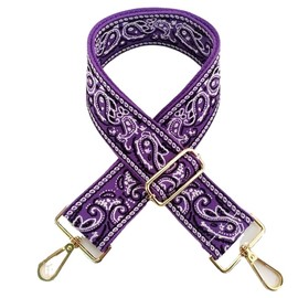 Women's Colourful Shoulder Strap, Adjustable Length, Wide Shoulder Strap, Shoulder Strap for Handbags, 5 cm, 75-130 cm, Bag Handle, Bag Strap, Shoulder Strap with Floral Pattern for Bags, Dark Purple