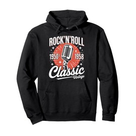 Rock Roll 1958 Vintage Microphone 50s Music Lover Gift Pullover Hoodie
