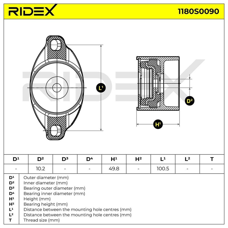 Front Strut Support Bearing, Strut Bearing, Rear on Both Sides,