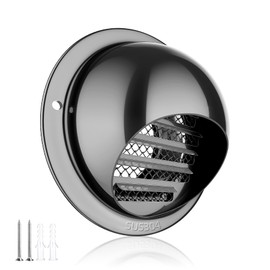 4" Vent Round Cover,Puunkeey 304 Stainless Steel Wall Round Vent Hole Ventilating Cover, Air Ventilation and Exhaust Wall Vent Outlet Hood, HVAC Ducting Vent Cover (4inch Black Paint（100mm）)