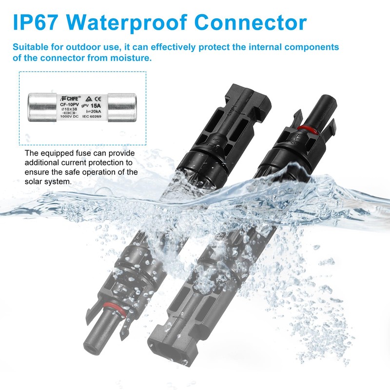 MECCANIXITY 2 Pcs Solar Fuse Holder 15A 1000V Waterproof PV