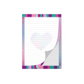 2 Motif Writing Pads Notepads Lined Writing Paper for Children School Building Blocks Heart Stars Pink Colourful (1 Pad Heart and 1 Pad Colourful A4 with 25 Sheets Each )