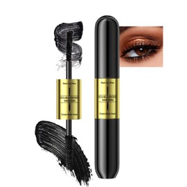 Easilydays 4d Lengthening Curling Black Mascara, 2 in 1 Mascara Double Headed Tubing for Lash Makeup, 5x Longer Waterproof Lash Silk Fiber Eyelash, Non Smudge Lasting Curling