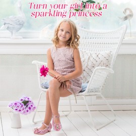 M MUNCASO Mary Jane Princess Shoes with Shiny Bow,Glitter Girls Party Shoes, Flower Girl Shoes for banquets, Weddings, Birthday Parties,Cosplay Party Pink