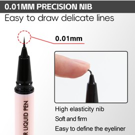 GEUUFEA Black Eyeliner Liquid, Quick Drying Eye Liner, Precision Eyeliner Pencil, Long Lasting Waterproof Eye Liner Makeup Kit, Ink Liner Eye Liner with Eyeliner Applicator