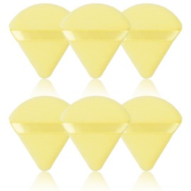 Triangle Powder Puff, 6Pcs Soft Velour Face Powder Puff, Setting Makeup Triangle Puffs for Face Loose Powder Wet Dry Makeup Tool (Yellow)